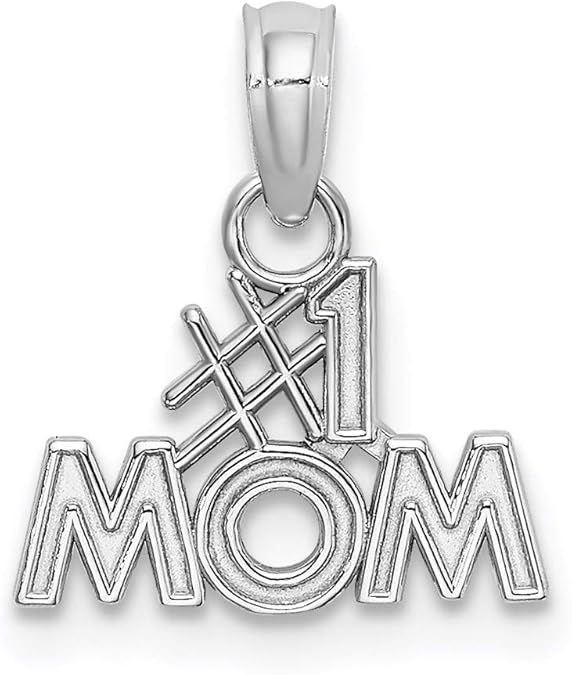 14ct White Gold #1 Mom Charm Pendant: Amazon.co.uk: Jewellery