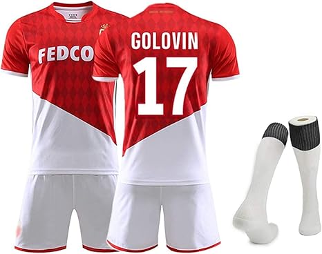 Amazon Co Jp モナコ アレクサンドリア サッカー チーム T シャツ セット 17 ゴロヴィン 9 ファルカオ 10 男性大人と子供サッカーユニフォーム T シャツ ショートパンツのための男性のためのデンベレサッカーユニフォーム Color 17 Size Child18 Home Kitchen