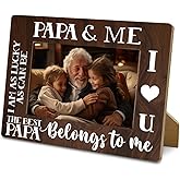 Yxadu Papa Gifts, Rustic Wood Photo Frame Gifts from Grandkids, Grandchildren, Grandpa Picture Frame Holds 4 x 6 Inch Photo - The Best Papa, Farmhouse Home Decor, Father's Day Birthday Christmas Gift
