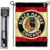 Chicago Blackhawks Vintage Retro Garden Flag with Pole Stand Holder