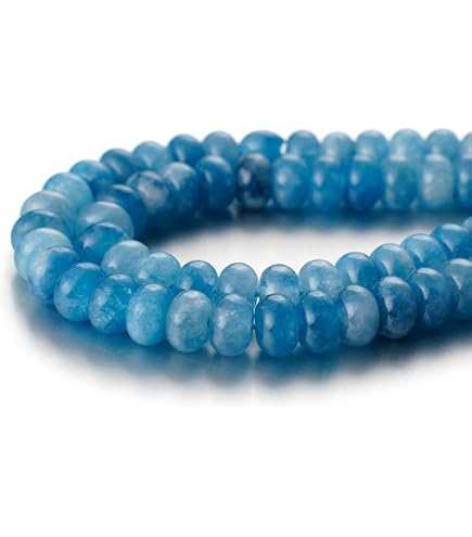 Natural Blue Aquamarine Stone Beads - 5x8mm Rondelle Spacer Loose Beads For Jewelry Making, 1 Strand (~15.5 Inch) - View #2