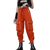 MEINVQIAOTI Black Cargo Pants Women Loose Chained Multi-Pocket Multi-Zip Punk Goth Pants
