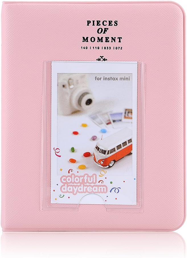 Mini Photo Album, 60mm x 85mm 64 Pockets 3 Inch Photo Book Album for Fuji Mini 8 7s 25 50s 90, Pink, Medium