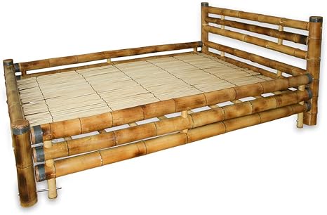 Homestyle4u Bamboo Bamboo Bed 140 X 200 Solid Brown Double Futon Bed Amazon De Kuche Haushalt