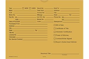 DONKEY AUTO PRODUCTS Printed Vehicle Deal Envelopes 9x12 Deal Jackets (100 shrink wrapped) (Buff)