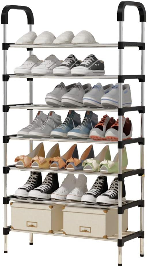 YAYI Shoe Rack 7-Tier Metal Shoe Storage Organiser Hode up to 21-24 Pairs Shoes,Black
