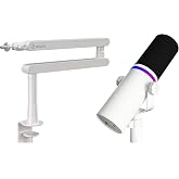 BEACN Light Dynamic USB Mic for PC with The White Mic Stand - Professional Microphone for Podcasts, Gaming and Streaming with Studio-Quality Low Profile Adjustable Micrphone Arm