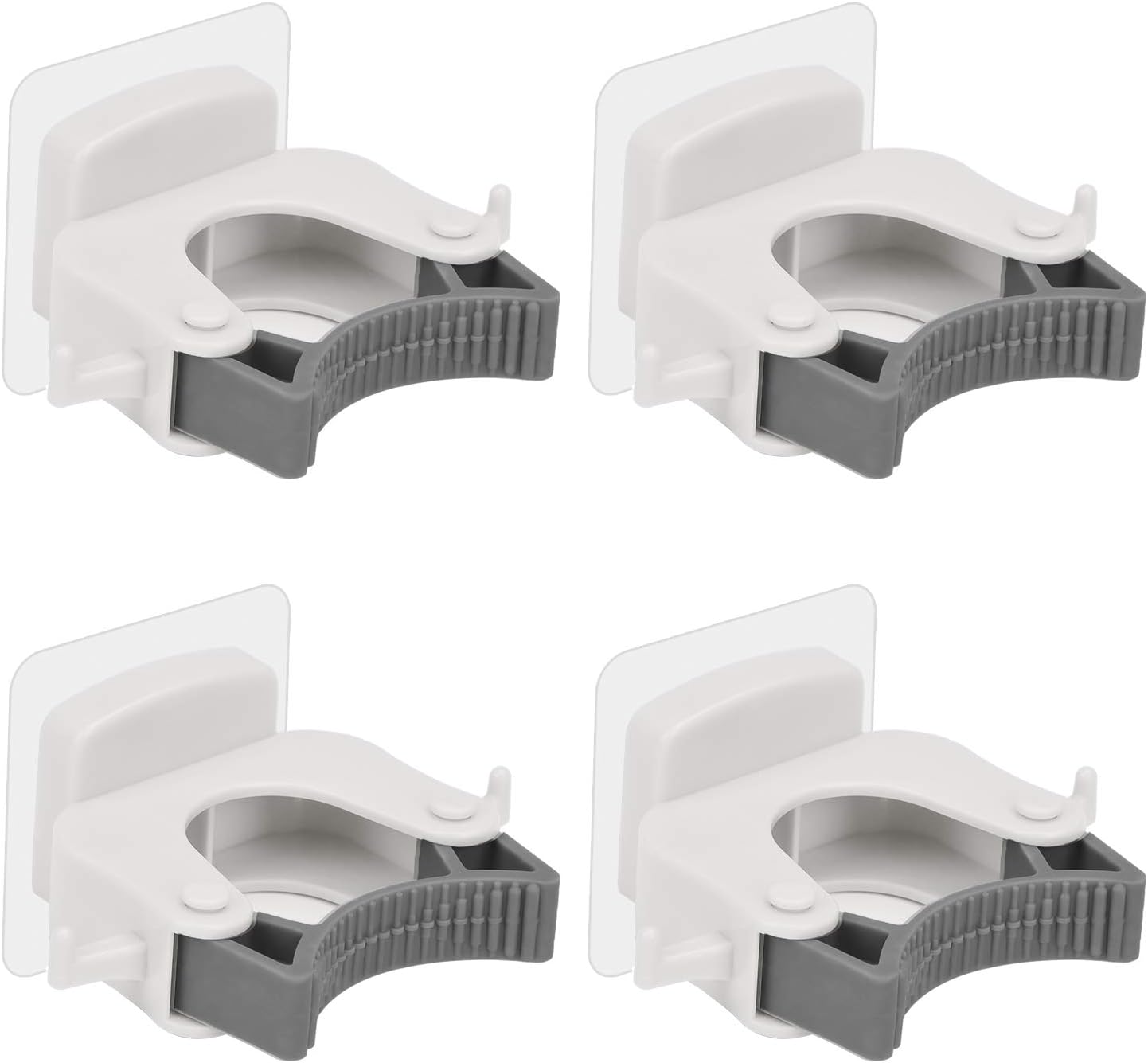 AiamoBroom Mop Holder, Wall-Mounted Multi-Function Tools Hanger with, Handles Up Diameter to 1.25-Inches (4 PCS White)