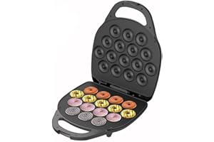 MICROPION Mini Pancakes Maker, Mini Donut Maker Machine for Breakfast, Snacks, Desserts & More With Non-stick Surface, Cake Machine, Double-Sided Heating Makes 16 Doughnuts (A)