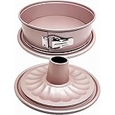 DWWTKL 10 Inch Springform Pan with 2 Bases Non-Stick Spring Form and Cheesecake Baking Mold Heavy Duty Carbon Steel Pound Cakes Tube Mould for Oven - Champagne Gold