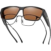 DUCO Polarized Fit Over Sunglasses for Men and Women UV400 Protection Retro Square Wrap Around Shades for Driving Riding 8986