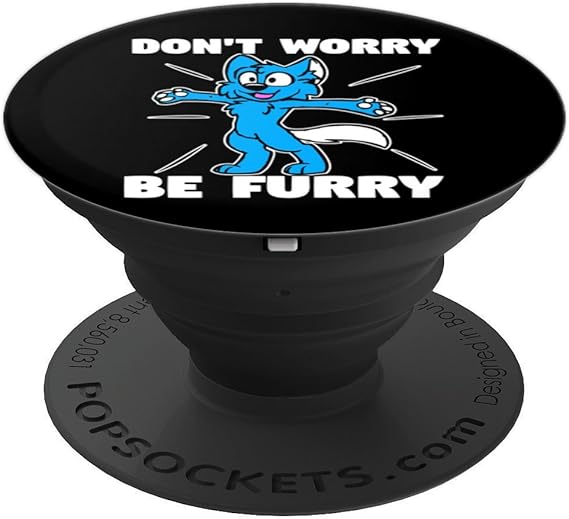 Amazon Com Funny Cute Blue Fursuit Wolf Don T Worry Be Furry Black