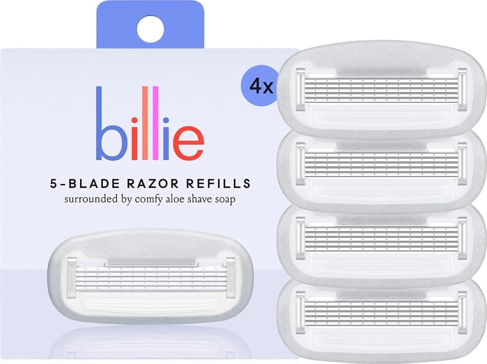 Billie Razor Refills Women, 4 ct | 5 blade razors for women, Sensitive skin, Surrounded by aloe shave soap