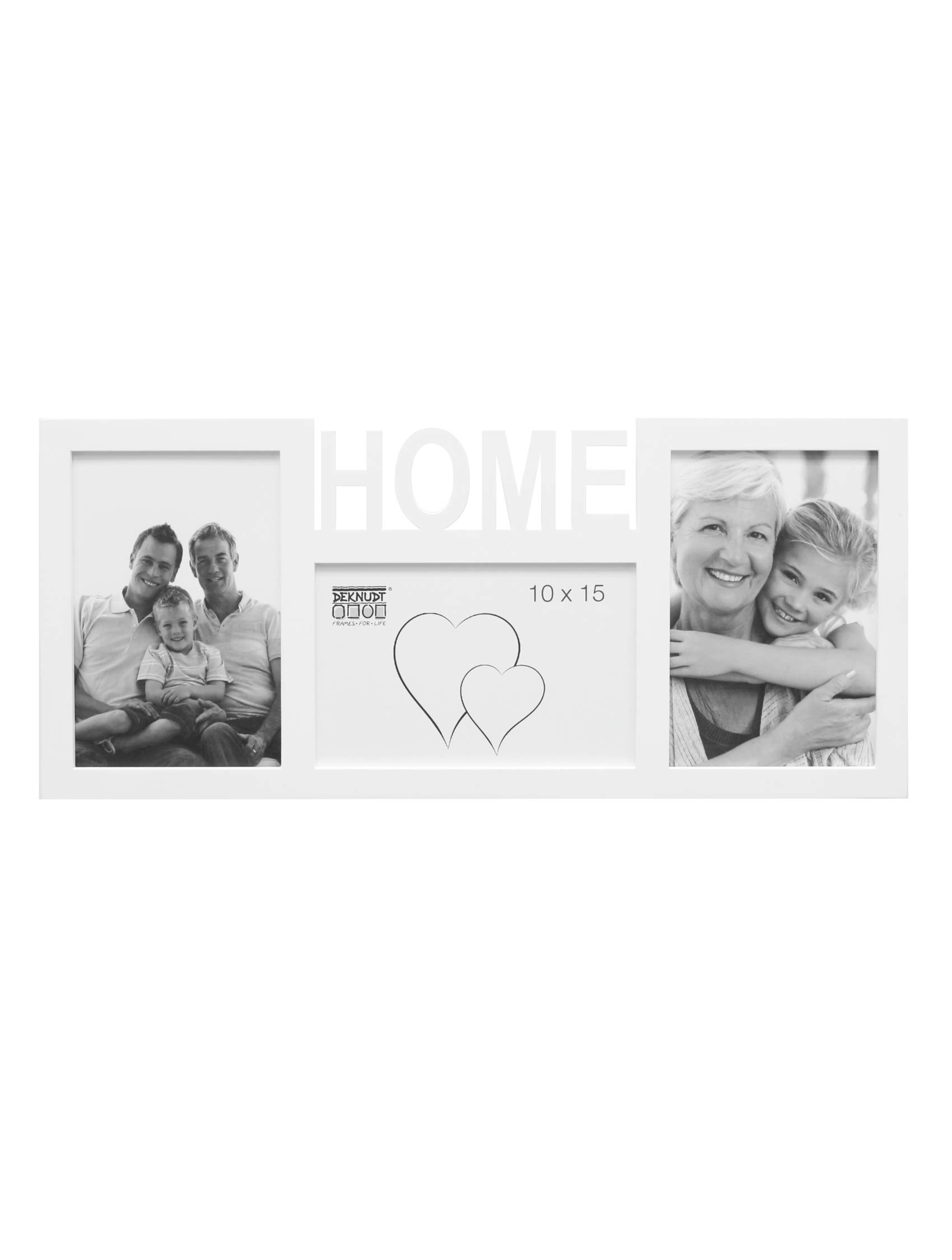 Deknudt S68NK1P3A_10.0x15.0 White Frame for 3 Photos Home 15 Wood