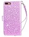 iPhone 8 Plus Case,iPhone 7 Plus Case,Dailylux iPhone 7 Plus Wallet Case PU Leather+TPU inner shell Flip Case With 9 Card Slot Luxury Bling Cover for iPhone 8 Plus/7 Plus 5.5inch-Glitter Purple