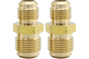 EATAKWARD 2Pcs Flare Brass Tube Fitting, 3/8 SAE Male x 1/2 SAE Male Coupling Gas Adapter, Heavy Duty Pipe Fitting Thread Gas