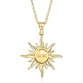 Ross-Simons Italian 18kt Gold Over Sterling Sun Pendant Necklace. 18 inches