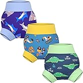 MooMoo Baby Swim Diapers 3 Pcs Waterproof Reusable Swimming Diapers for Baby Swim Lesson 2T-5T, Blue
