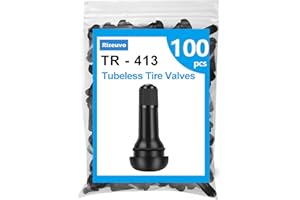 Riseuvo 100pcs TR413 Tire Valve Stem - Rubber Snap-in Valves, Tubeless Valve Stems Suit for 0.453 inch Rim Holes on Standard Vehicle Tires