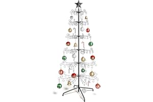 ELYKEN Christmas Ornament Display Stand Tree, 240 Hanger Hooks for Baubles and Holiday Decorations, 6 FT Iron Freestanding Rack with Stable Base, Easy Assembly, Black
