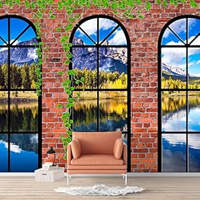 Wall Murals for Bedroom Vies from French Window Design Removable Wallpaper Peel and Stick Wall Stickers - 66x96 inches