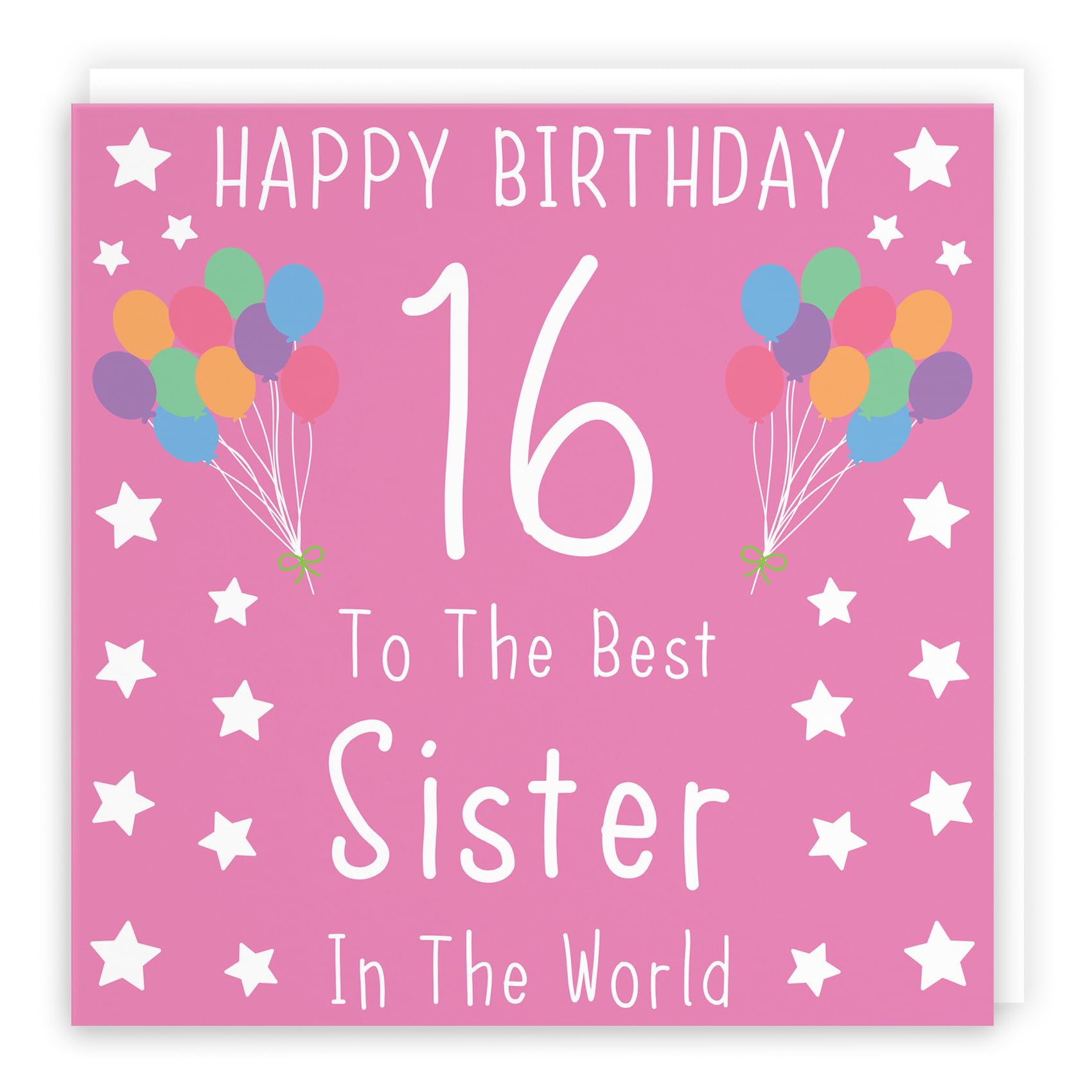 Hunts England - Large Sister 16th Birthday Card - Happy Birthday - 16 - To The Best Sister In The World - Iconic Collection - Large - 210 x 210 mm - Age 16