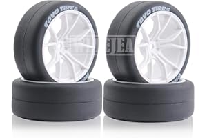 WLYEJEA 4PCS 1/10 RC Drift Wheel 65mm Rubber Tires 12mm Hex Wheels and Tires w/Dense Foam Replacement for Traxxas HSP Tamiya HPI Kyosho 1/10 RC Drift Car