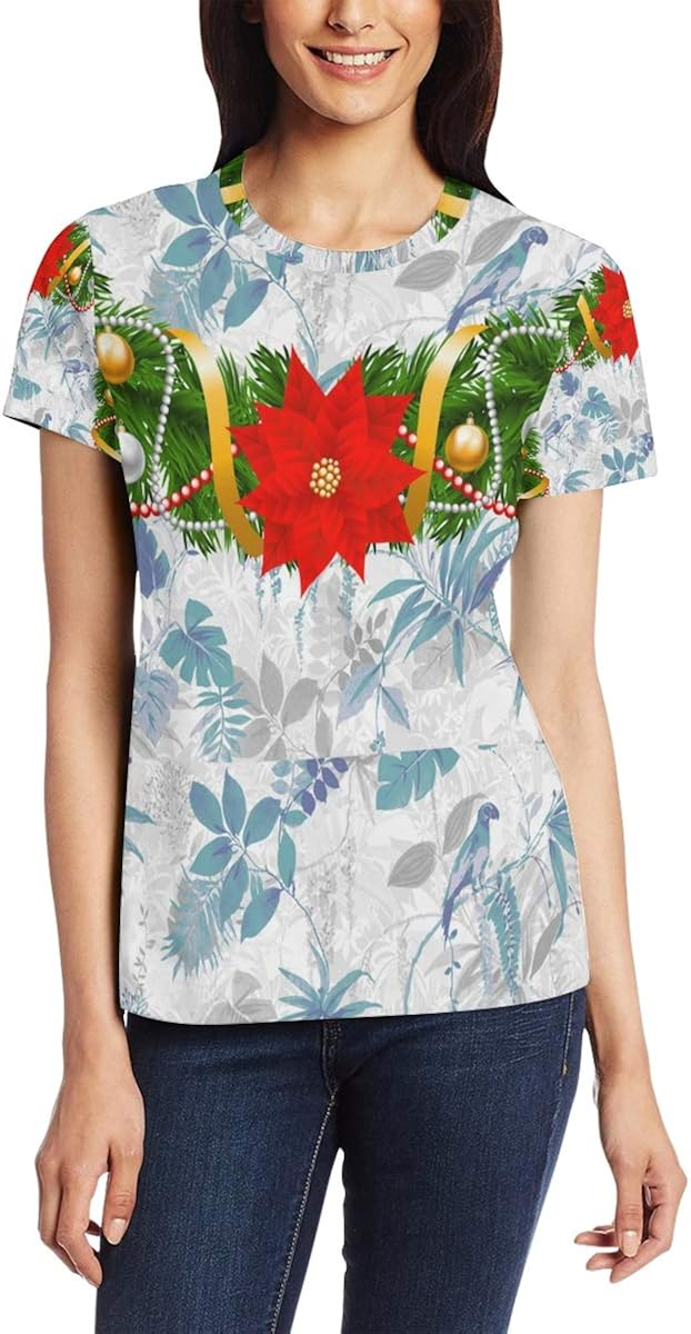 Gallery Christmas Women's Casual TShirt Short Sleeve Tunic Tops Round