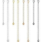 8 PCS Necklace Extender 2" 4" Bracelet Extender for Necklace Mixed Color Chain Extenders for Women Bracelet Anklet Necklaces Jewelry Choker Necklaces Extenders Gold Silver Black