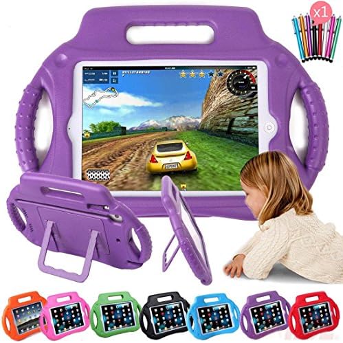 Sztook iPad Mini 4 Case kids Shock Proof Handle Steering Wheel Protective Stand Cover Case for Apple iPad Mini 4 2015 Tablet,Purple