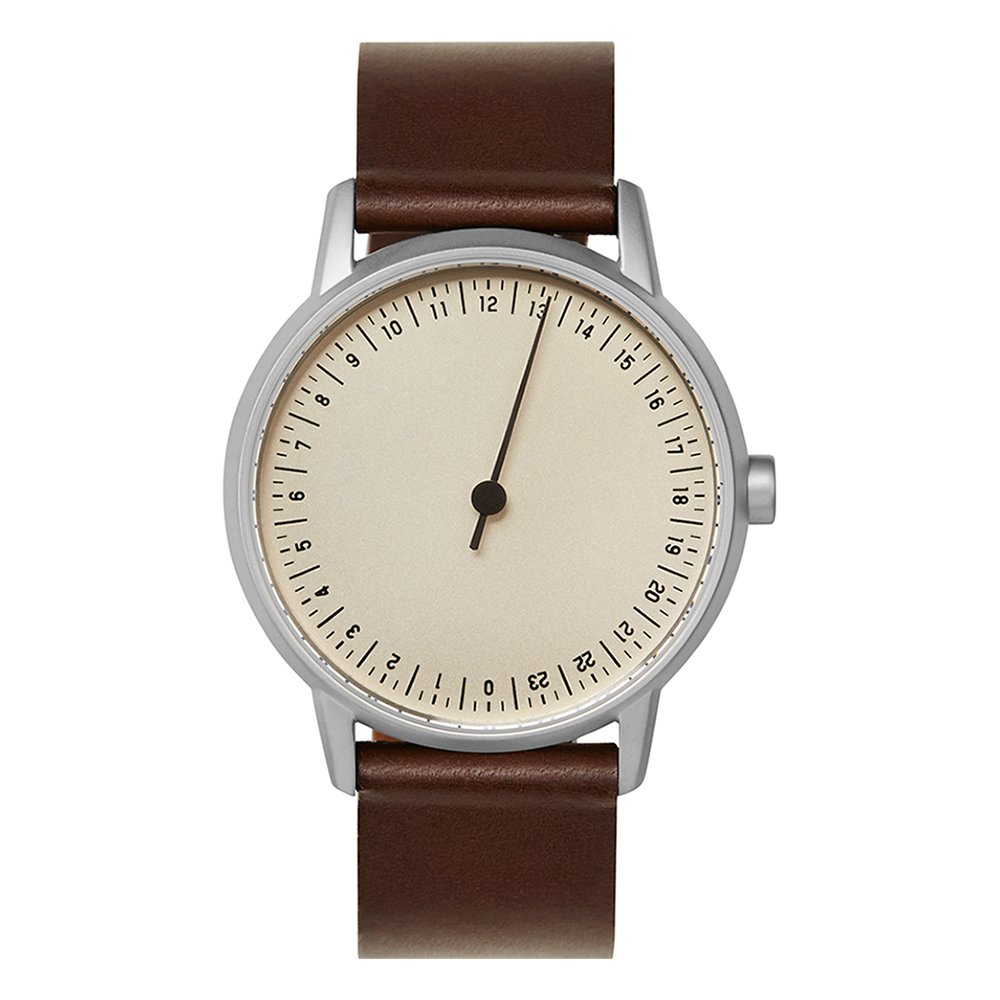 slow round 06 - Dark Brown Leather, Silver Case, Crème Dial