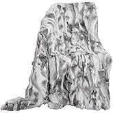 Fur Blanket Throw for Couch Grey Rabbit Hide Fur Throw Blanket Fuzzy Fluffy Super Soft Furry Plush Decorative Comfy Shag Thick Sherpa Shaggy Throws and Blankets for Sofa, Bed, 55.12x62.99 inch