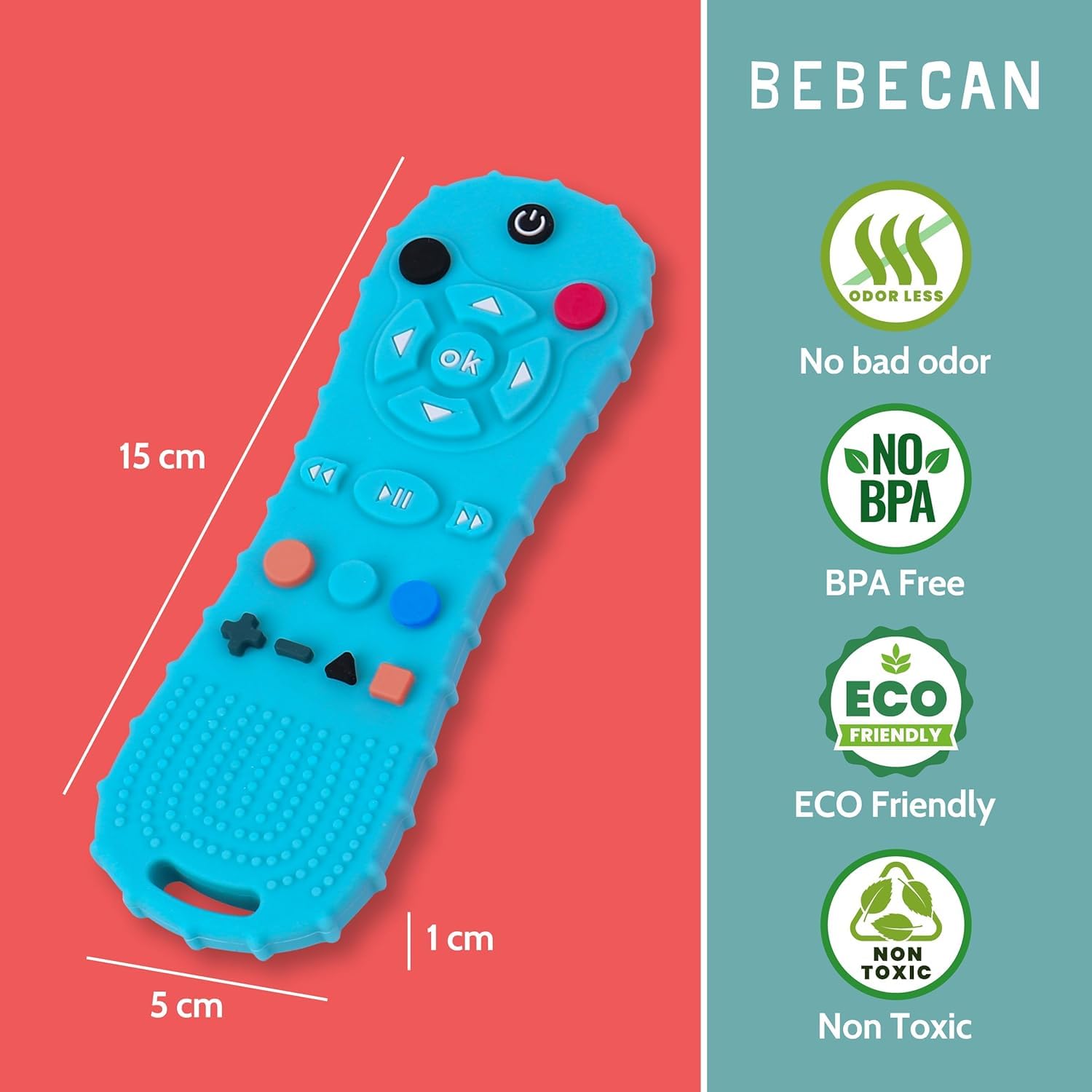 BEBECAN 3 Pack Silicone Baby Remote Teether Chew Toy for Infant TV Teething Remote Control Shape for Babies 3 6 9 12 18 24 Months Safe Food Grade Silicone BPA Free
