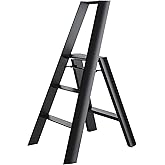 Hasegawa Ladders, Lucano Step Stool, Wide 3 Step, ANSI Certified, Black