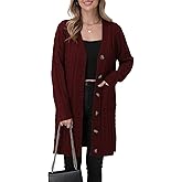 Womens Cardigan Sweaters Cable Knit Cardigan 2025 Fall Winter Button Down Sweater with Pockets