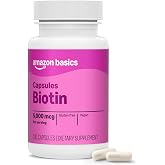 Amazon Elements Vegan Biotin 5000 mcg - Hair, Skin, Nails, 130 Capsules (4 month supply) (Packaging may vary)