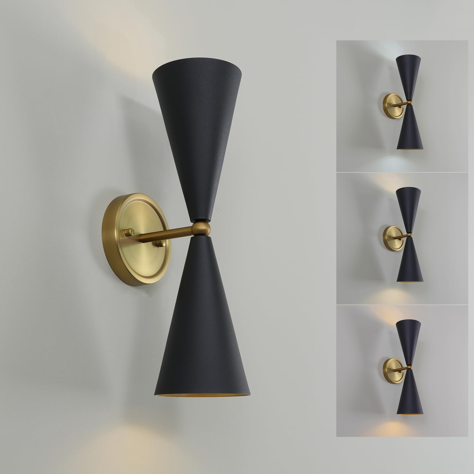 HEQIQEH Vintage Battery Operated Wall Sconce, Indoor Up and Down 2Head