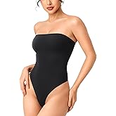 YEOREO Hyperflex Strapless Bodysuit Tube Top Off Shoulder Double Lined Thong Bodycon Slim Fit Summer Sexy Leotard