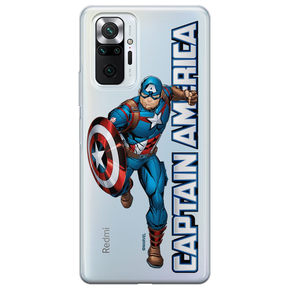 ERT GROUP mobile phone case for Xiaomi REDMI NOTE 10 PRO original and officially Licensed Marvel pattern Captain America 030 optimally adapted to the shape of the mobile phone, partially transparent