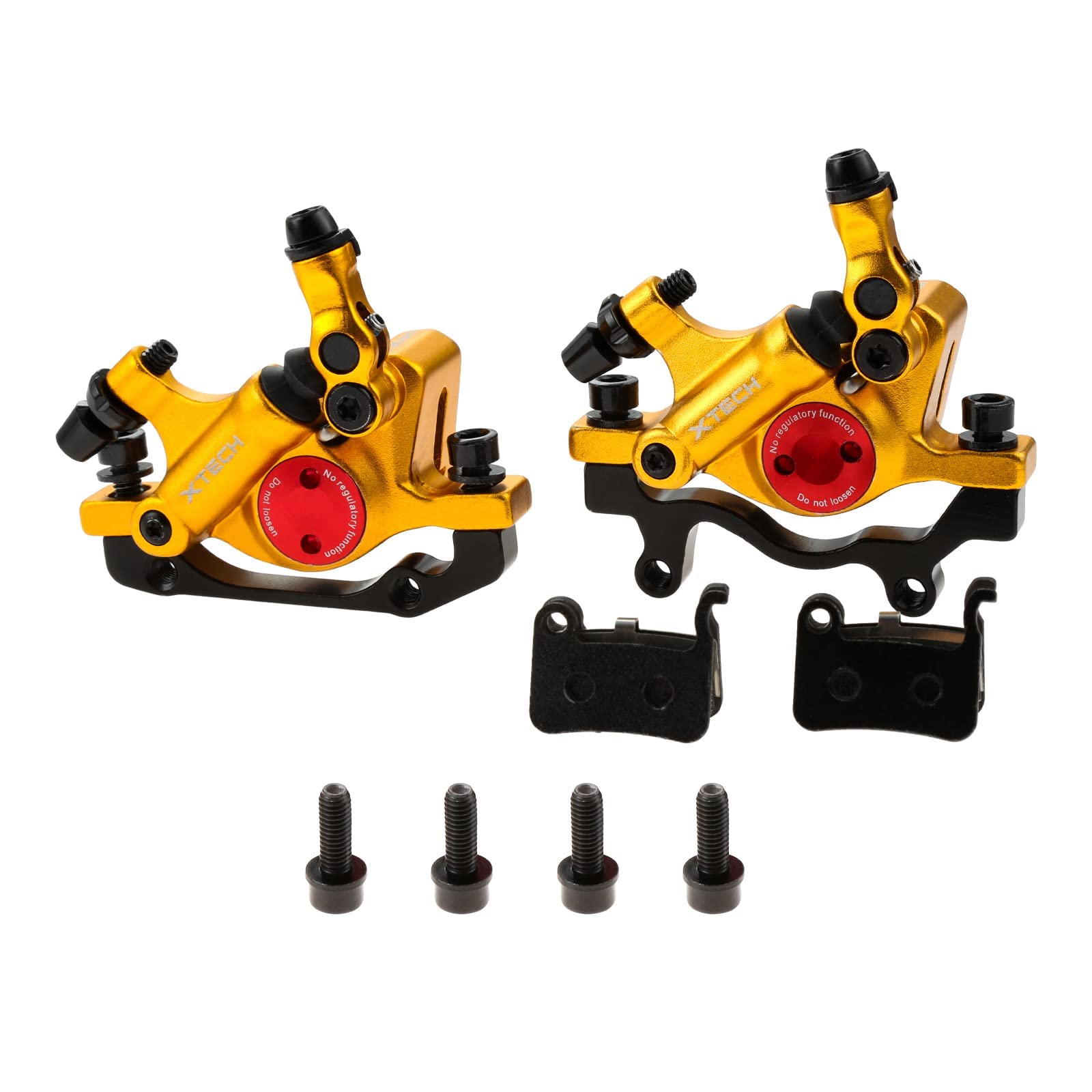 Mgoodoo MTB Hydraulic Disc Brake Set, Bicycle Disc Brake Sets Front and Rear Line Pulling Hydraulic Disc Brake, Gold, Discs 160 mm