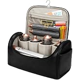 JIEFANYU Leather Travel Case for Dyson Airwrap, Portable Storage Bag Designed Specifically for Dyson Airwrap All Series,Shockproof Organizer with Metal Hanging Hook