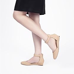 Cusolemore Ankle Strap Flats for Women, Comfortable