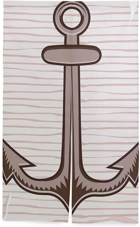 Amazon Patinisa 間仕切りカーテン 柔らかい色の船長のポートロープダイビングのアンカーがイラストにホールドされています おしゃれ 間仕切り遮光 飾り付け 装飾 玄関 キッチン リビング 店 出入り口 突っ張り棒付き 86 143cm のれん オンライン通販