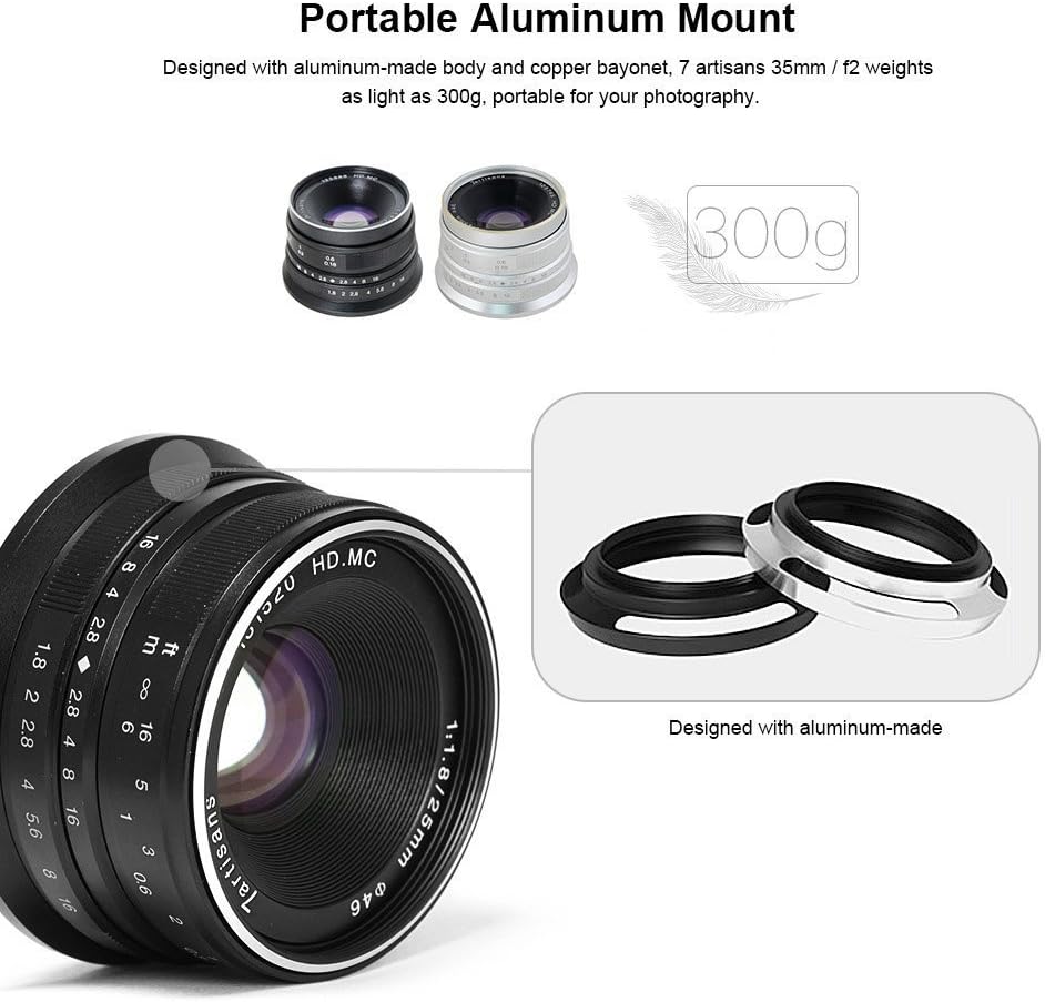 7artisans 25mm F1 8 Large Aperture Manual Focus Prime Fixed Lens Compatible For Fuji Cameras X A1 X A10 X X A3 X At X M1 Xm2 X T1 X T10 X T2 X T X Pro1 X Pro2 X E1 X E2 25mm F1 8 Fuji Black Camcorder Lenses Lenses