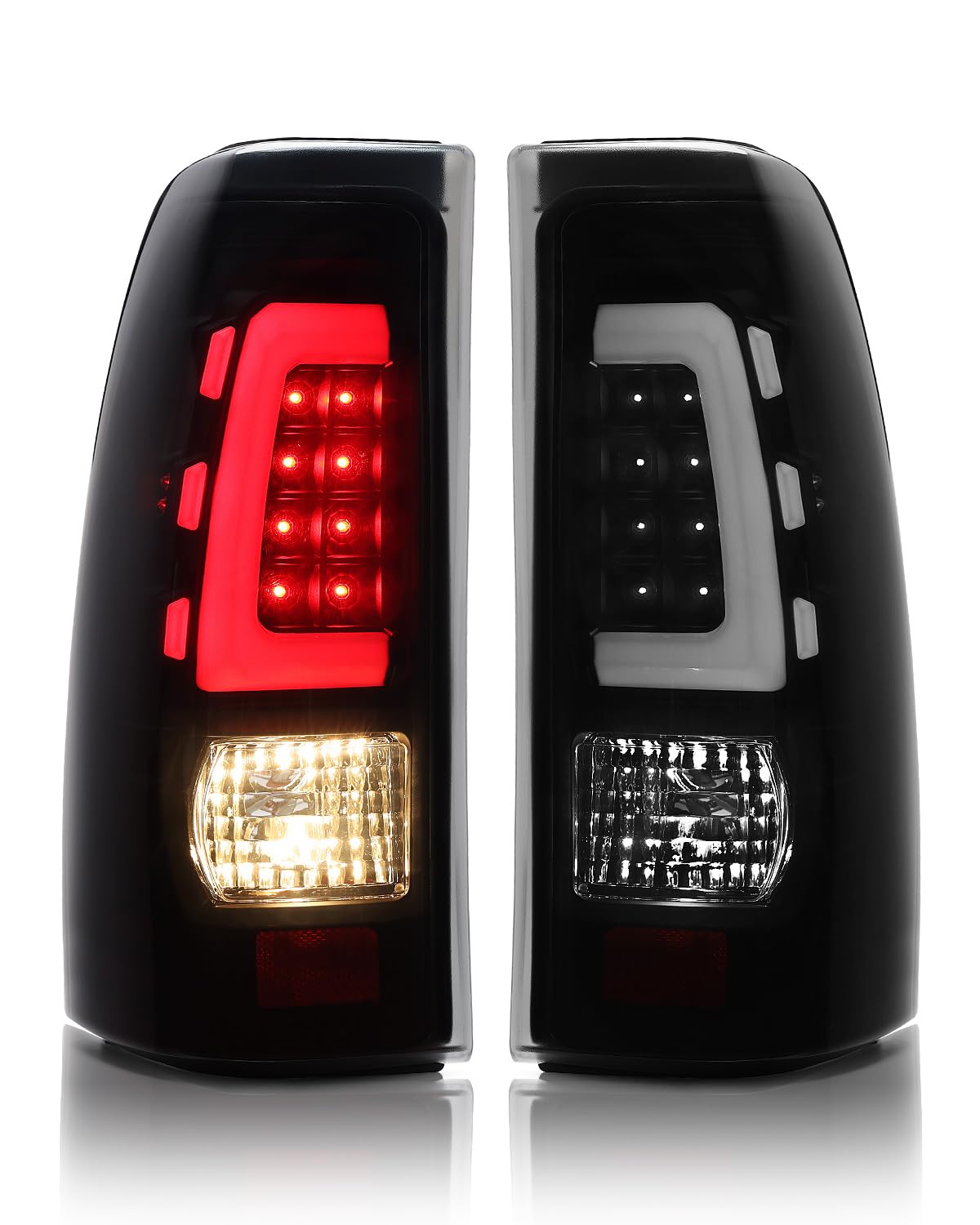 Photo 1 of OKLPF LED Tail Lights Compatible With 1999-2006 Chevy Silverado 1500 2500,01-06 Silverado 1500HD 2500HD 3500,99-02 GMC Sierra 1500 2500 3500 Pickup,Replace Smoked Rear Brake Taillights Assembly