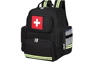 Gatycallaty First Aid Backpack Medical Emt First Responder Bag Empty Ems Emergency Home Health Hiking Trauma Travel Camping (Black, Large)