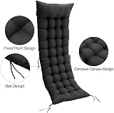 DKIEI Sun Lounger Cushion Replacement 160x50x8cm Black Anti-slip Straps view 3