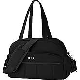 VUUDH Gym Bag for Men & Women 20L Lightweight Soft Duffel Bag - Puffy Quilted Travel Tote with Wet Pocket, 15.6" Laptop Sleeve & Adjustable Shoulder Strap(Black)