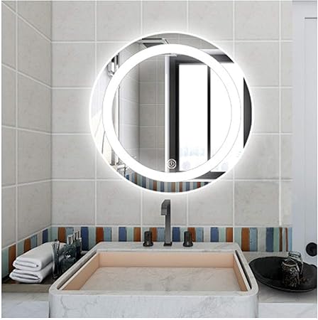 CDFCB Espejo De Baño Inteligente Redondo Resplandor Anti Niebla Espejo
