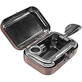 Tuxihapp Mini Portable Ashtray, Carry-on Windproof Car Ash Tray with Lid | Metal Compact Waterproof Pocket Cigar Ash Tray Car Cigarette Snuffers Ashtray for Home Office Travel Outdoor, Bronze